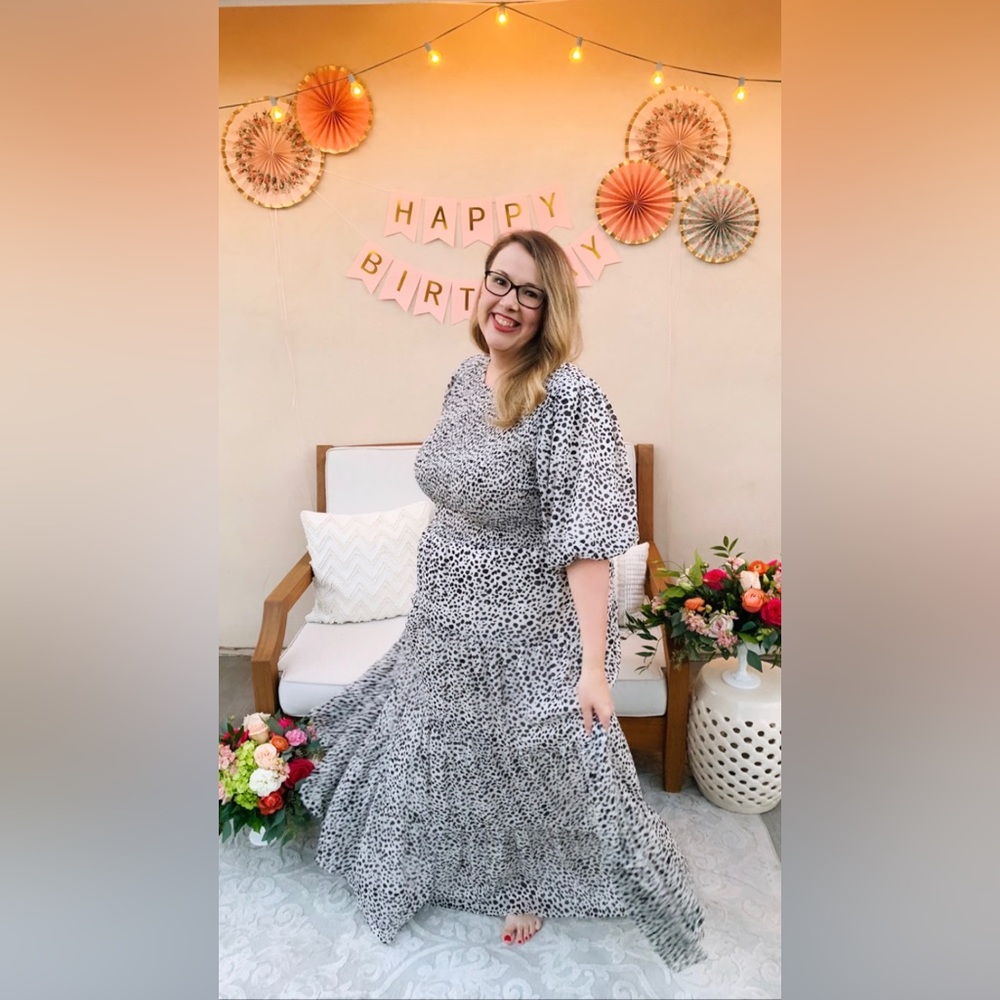 ASOS Curve ✨ Dotted Shirred Tier Maxi Dress 18W